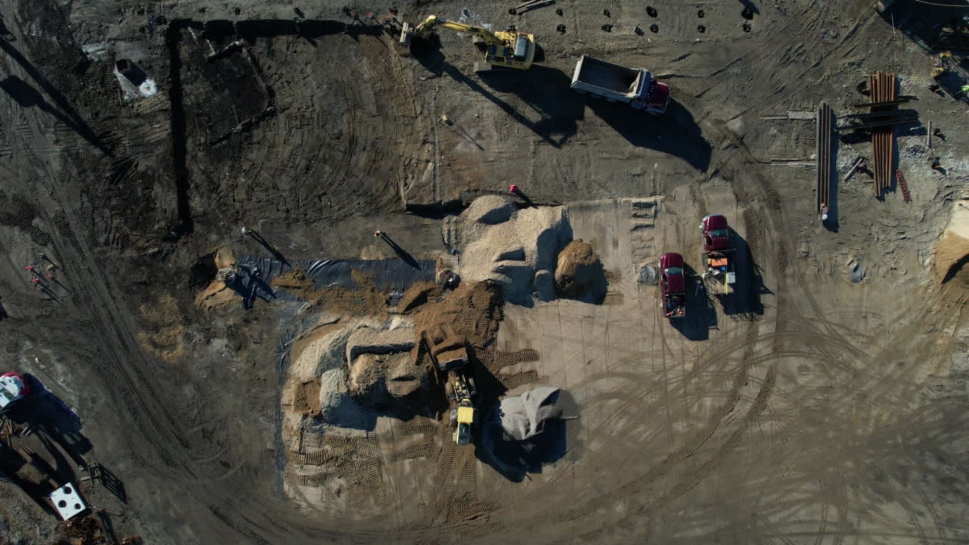 Aerial view of construction site