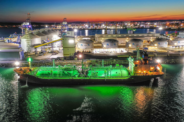 large ship at a port