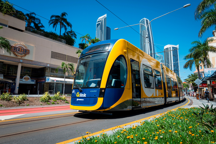 Gold Coast. Light Rail Image of tram through Australia
